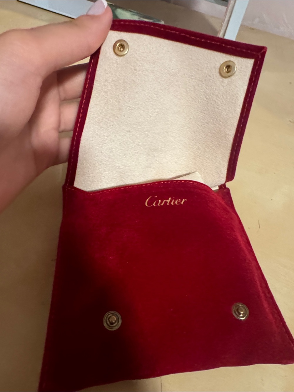 Cartier Red Velvet Watch Pouch with Gold Logo
